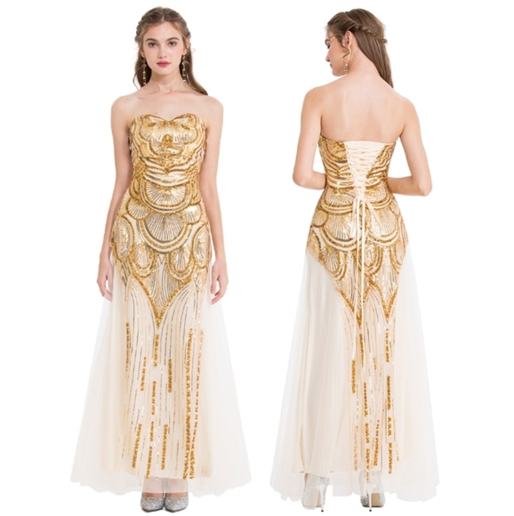 Great Gatsby Art Deco Sequined Dress - Picture 1 of 12